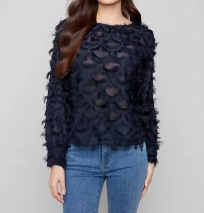 Charlie B Fancy Chiffon Blouse In Navy In Blue