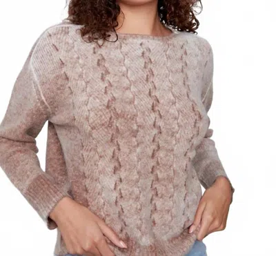Charlie B Fancy Stitch Crew Neck Sweater In Sepia In Multi