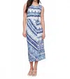 Charlie B Faux Knot Detail Round Dress In Blue In Blue