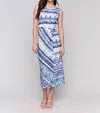Charlie B Faux Knot Detail Sleeveless Dress In Lake Tahoe In Blue