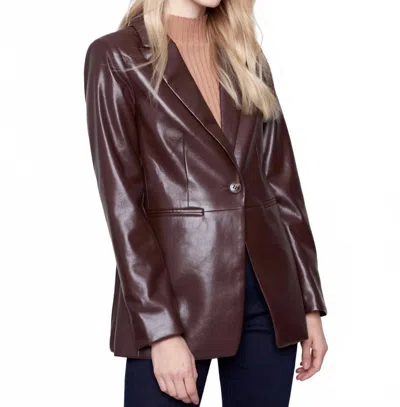 Charlie B Faux Leather Blazer In Cabernet In Burgundy