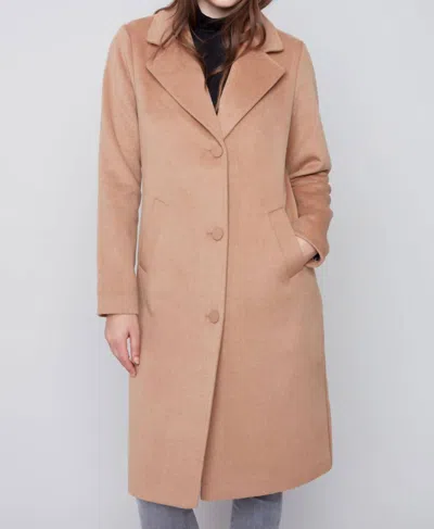 Charlie B Faux Wool Melton Tailored Coat In Truffle In Multi