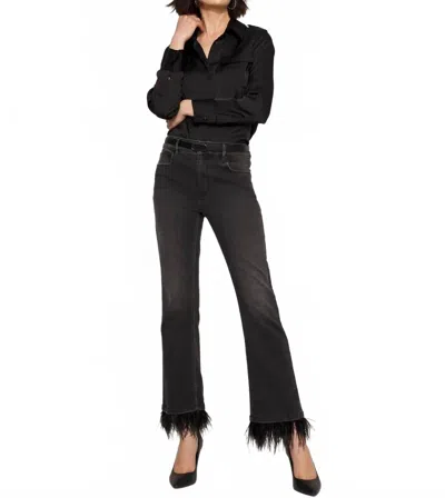 Charlie B Feather Hem Pant In Onyx Gray In Black