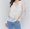 Charlie B Fishnet Crochet Hoodie In Pastel Multi