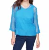 Charlie B Fishnet Crochet Sweater In Lagoon In Blue