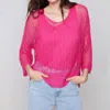 Charlie B Fishnet Crochet Sweater In Punch