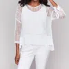 Charlie B Fishnet Crochet Sweater In White