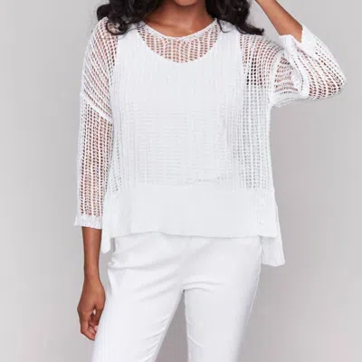 Charlie B Fishnet Crochet Sweater In White