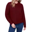 Charlie B Fishnet Sleeve Sweater In Cabernet In Red