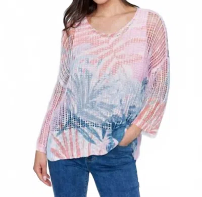 Charlie B Fishnet Sweater In Tropical In Multi