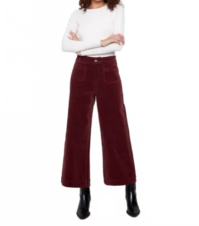 Charlie B Flare Corduroy Pants In Cabernet In Red