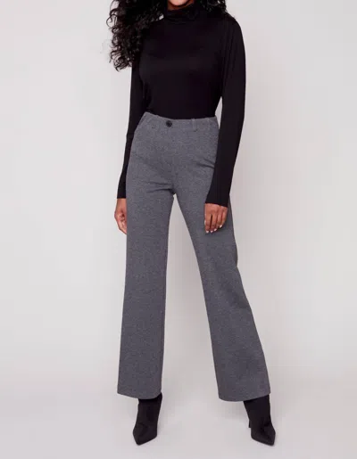 Charlie B Flare Leg Knit Pant In Carbon In Grey