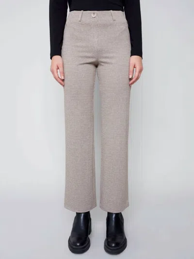 Charlie B Flare Leg Knit Pants In Almond In Pink