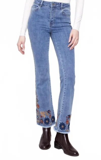 Charlie B Flare Leg Stretch Denim Pants In Medium Blue