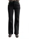 Charlie B Flare Leg Stretch Jeans With Buttons In Black In Black
