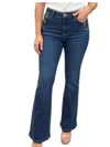 Charlie B Flare Leg Stretch Jeans With Buttons In Indigo In Blue