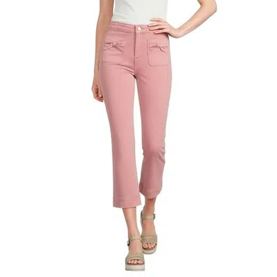 Charlie B Flare Leg Twill Pants With Bow Patch Pockets In Peony In Pink