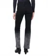 Charlie B Flared Jeans With Floral Washed Hem In Charcoal In Black
