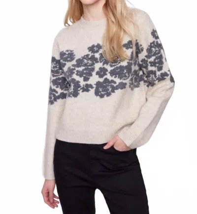 Charlie B Floral Crew Neck Sweater In Vanilla In White