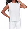 Charlie B Floral Embroidered Sleeveless Cotton Top In White