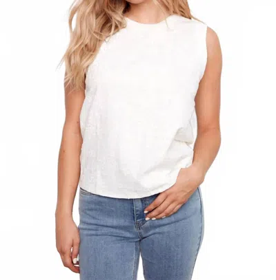 Charlie B Floral Embroidered Sleeveless Top In White