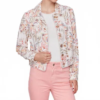 Charlie B Floral Linen Jacket In Tropical In Multi