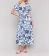 Charlie B Floral Print Cotton Maxi Dress In Delphinium In Blue