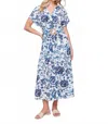 Charlie B Floral Print Cotton Maxi Dress In Delphinium