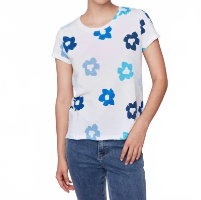 Charlie B Floral Print Tee In White In Multi