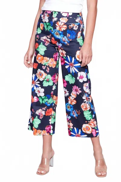 Charlie B Floral Wide Leg Pant In Gardenia In Blue