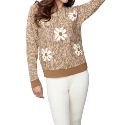 Charlie B Flower Design Jacquard Sweater In Beige