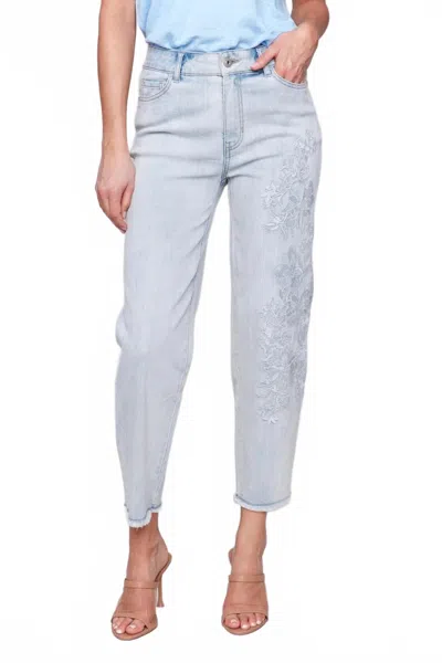 Charlie B Flower Embroidered Jeans In Beach Blue