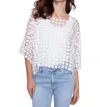 Charlie B Flower Embroidery Blouse In White In White