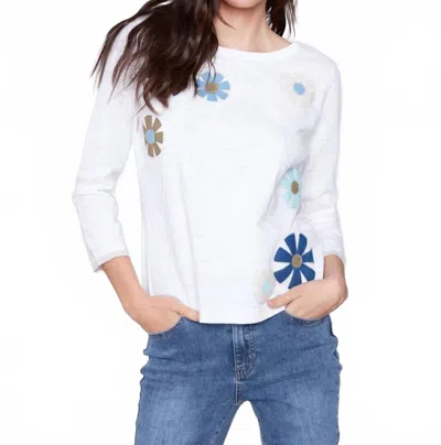Charlie B Flower Power Sweater In White