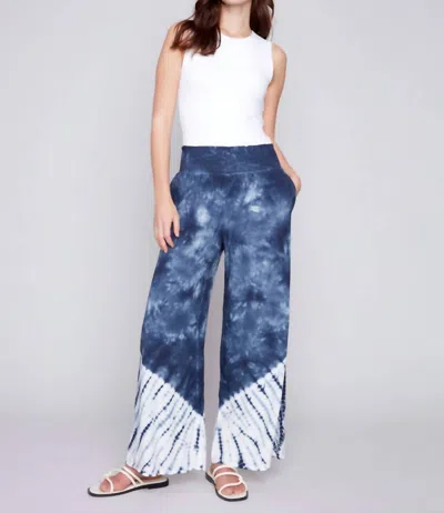 Charlie B Flowy Palazzo Pants In Navy In Blue