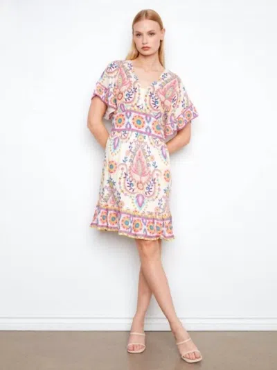 Charlie B Carnival Print Dress In Pink Multicolor In White