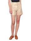 Charlie B Foil Linen Shorts With Patch Pockets In Gold In Neutral