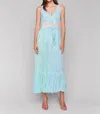 Charlie B Foil Ombre Tiered Maxi Dress In Lagoon In Blue