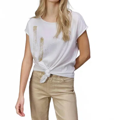 Charlie B Foil Print Front Knot Top In Metallic
