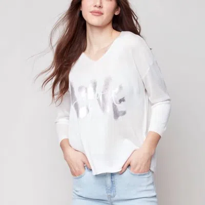 Charlie B Foil Print You Sweater In White