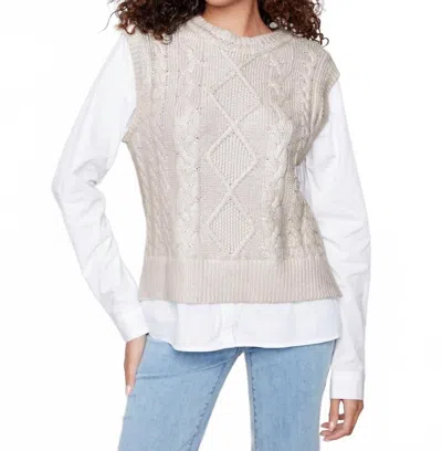 Charlie B Foiled Crew Neck Fooler Sweater Vest In Gold In Neutral