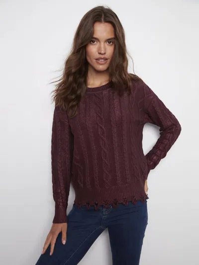 Charlie B Foiled Crew Neck Sweater In Cabernet In Brown