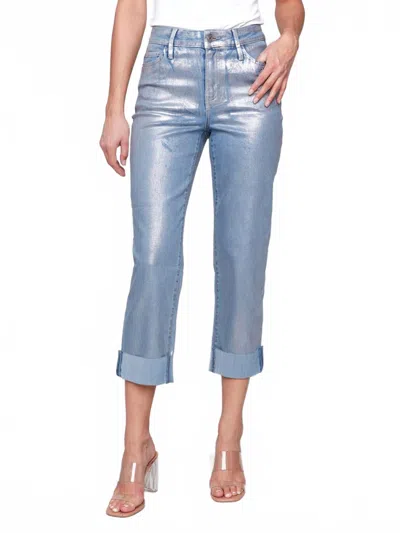 Charlie B Foiled Straight Leg Jeans In Bleach Blue