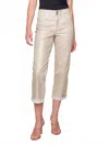 Charlie B Foiled Straight Leg Pants In Natural Gold In Neutral