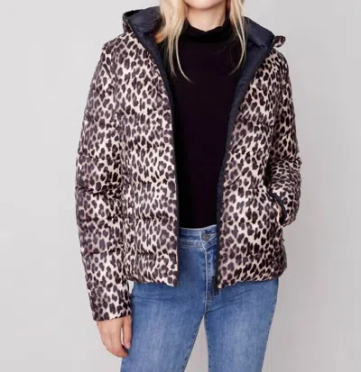 Charlie B Four Way Puffer Jacket In Black In Brown