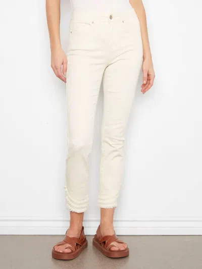 Charlie B Fray Hem 28 Inch Pant In Natural In White