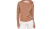 Charlie B Frayed Edge Round Hem Sweater In Truffle In Brown