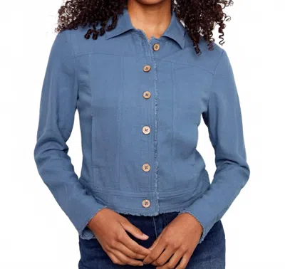 Charlie B Frayed Edges Jacket In Denim In Blue