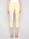 Charlie B Frayed Hem Ankle Leg Pant In Lemonade In White