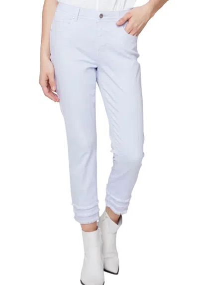 Charlie B Frayed Hem Cropped Twill Pant In Lilac In Blue